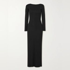 Skims Black Soft Lounge Long Sleeve Dress Ribbed Size Small